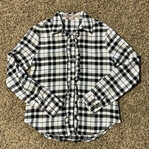 Plaid ruffle button up